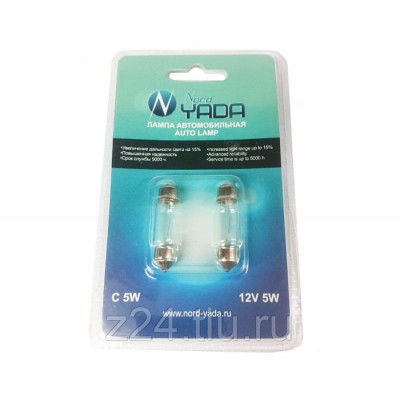 Лампа C10W/12V 2-х цокольная 36 мм. салон, номерного знака 