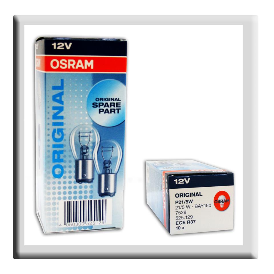 Лампа OSRAM P21/5W 12V BAY15d (2 конт А12-21+5) 7528